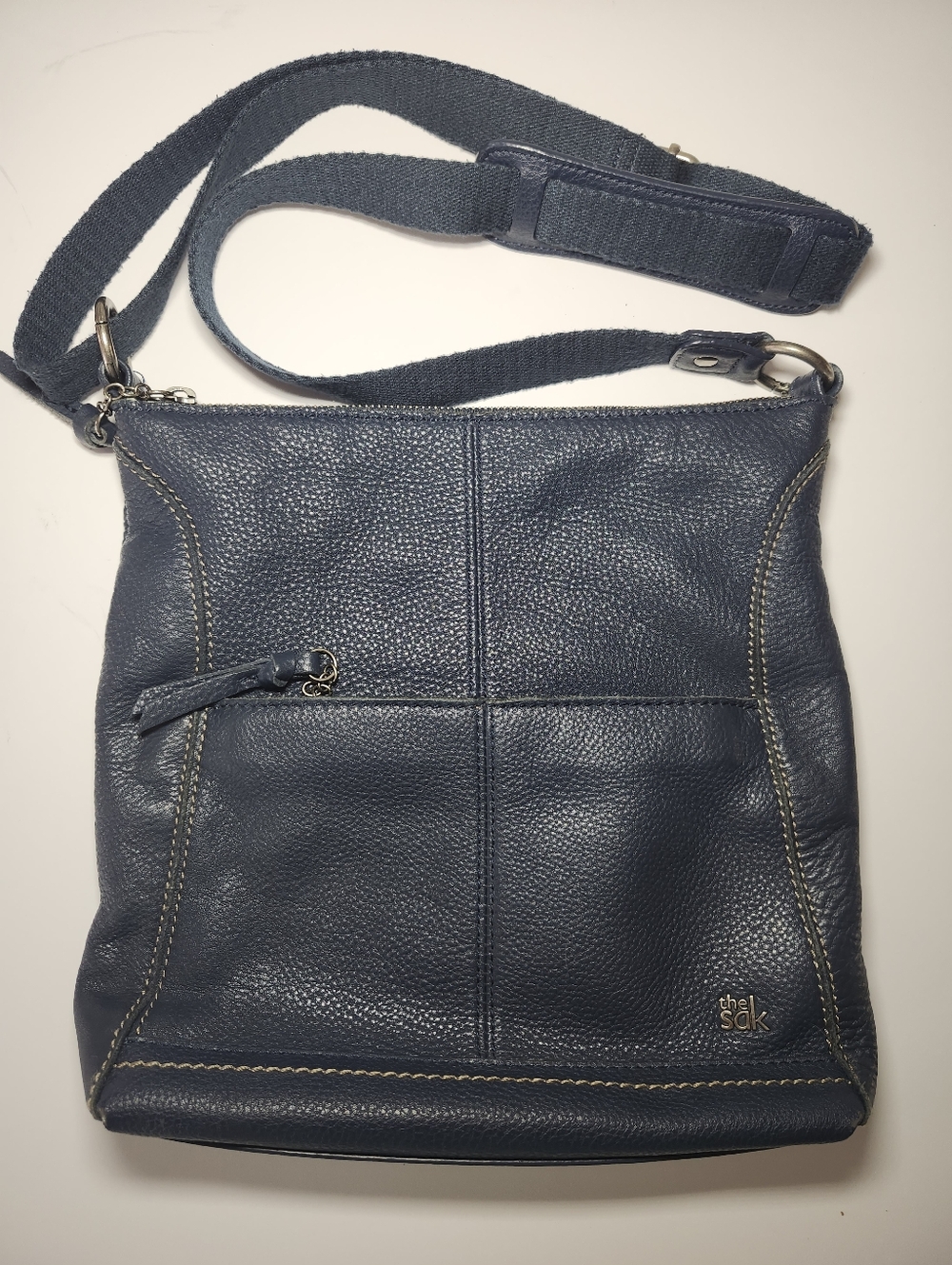 The Sak Crossbody Bag Blue Leather Minimalist